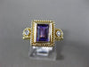 ESTATE .98CT DIAMOND & AAA AMETHYST 14KT YELLOW GOLD 3 STONE FILIGREE FUN RING