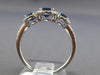 ESTATE 1.55CT DIAMOND & AAA SAPPHIRE 14K WHITE GOLD THREE STONE ANNIVERSARY RING