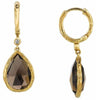 6.53CT DIAMOND & AAA SMOKY TOPAZ 14KT YELLOW GOLD PEAR SHAPE HANGING EARRINGS