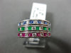 ESTATE WIDE 1.09CT DIAMOND & AAA MULTI GEM 18K WHITE GOLD CLASSIC STACKABLE RING
