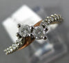 ESTATE .36CT ROUND DIAMOND 14KT WHITE & ROSE GOLD TWO STONE SWIRL FUN LOVE RING