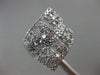 ESTATE LARGE 1.20CT DIAMOND 14K WHITE GOLD 3D OPEN MULTI FLOWER CRISS CROSS RING