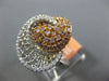 ESTATE LARGE .86CT WHITE & PINK DIAMOND 18K WHITE & ROSE GOLD OPEN FILIGREE RING
