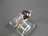 ESTATE .44CT DIAMOND & AAA TRILLION CUT AMETHYST 14K ROSE GOLD 3D BEZEL FUN RING