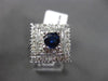 ANTIQUE LARGE 1.61CT DIAMOND & SAPPHIRE 14K WHITE GOLD 3D SQUARE ENGAGEMENT RING