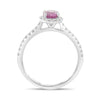 1.48CT DIAMOND & AAA PINK SAPPHIRE 18KT WHITE GOLD OVAL 3D HALO ENGAGEMENT RING