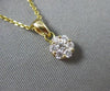 ESTATE .25CT DIAMOND 14KT YELLOW GOLD 6 PRONG CLUSTER FLOWER PENDANT & CHAIN