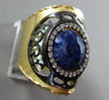 ANTIQUE 3.02CT DIAMOND & AAA SAPPHIRE 18KT YELLOW GOLD 3D FILIGREE ITALIAN RING