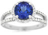 ESTATE 2.50CT DIAMOND & AAA TANZANITE 14KT WHITE GOLD ROUND HALO ENGAGEMENT RING