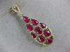 ESTATE 3.78CT DIAMOND & AAA RUBY 14KT YELLOW GOLD 3D TEAR DROP JOURNEY PENDANT
