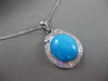 ESTATE LARGE .22CT DIAMOND & AAA TURQUOISE 14KT WHITE GOLD 3D FLOATING PENDANT
