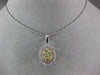ESTATE .85CT WHITE & FANCY YELLOW DIAMOND 14KT TRI COLOR GOLD 3D FLOWER PENDANT