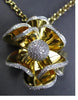 ESTATE MASSIVE 2.10CT DIAMOND 18KT WHITE & YELLOW GOLD 3D FLOWER PENDANT #23690