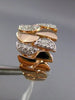 ESTATE WIDE .33CT DIAMOND 14KT WHITE & ROSE GOLD 3D HANDCRAFTED SEMI CIRCLE RING