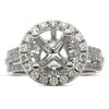 ESTATE .66CT DIAMOND 18KT WHITE GOLD 3D HALO 4 PRONG SEMI MOUNT ENGAGEMENT RING