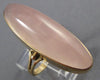 ESTATE EXTRA LARGE 9.0CT AAA CABOCHON PINK QUARTZ 14KT YELLOW GOLD OVAL FUN RING