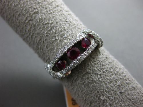 ESTATE .92CT DIAMOND & AAA RUBY 14KT WHITE GOLD 3 STONE PAST PRESNT FUTURE RING