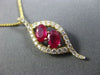 LARGE 1.41CT DIAMOND & AAA RUBY 14KT YELLOW GOLD LEAF INFINITY FLOATING PENDANT