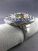 ESTATE EXTRA LARGE 5.90CT DIAMOND & MULTI COLOR SAPPHIRE 14KT WHITE GOLD 3D RING
