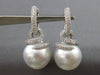 ESTATE LARGE 1.6CT DIAMOND & AAA SOUTH SEA PEARL 18K WHITE GOLD HANGING EARRINGS