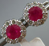 ESTATE 1.30CT DIAMOND & AAA RUBY 14KT WHITE GOLD 3D FLOWER CLASSIC STUD EARRINGS