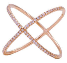 ESTATE .15CT ROUND CUT DIAMOND 18KT YELLOW GOLD 3D CLASSIC X LOVE FUN RING