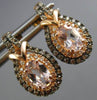 ESTATE .80CT WHITE & CHOCOLATE DIAMOND & AAA MORGANITE 14KT ROSE GOLD EARRINGS