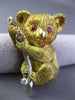 ANTIQUE LARGE DIAMOND & AAA RUBY 18KT GOLD AUSTRALIAN KOALA TEDDY BEAR PIN #1441