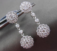 ESTATE 1.50CT DIAMOND 14KT WHITE GOLD DIAMOND BY THE YARD CLUSTER DROP EARRINGS