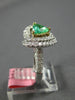 ESTATE LARGE 1.6CT DIAMOND & AAA EMERALD 18K TWO TONE GOLD HEART ENGAGEMENT RING