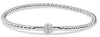 ESTATE .25CT DIAMOND 18KT WHITE GOLD CLASSIC FLOWER LOVE BEADED BANGLE BRACELET