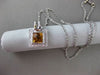 ESTATE LARGE .16CT DIAMOND & CITRINE 14K WHITE GOLD HALO SQUARE FLOATING PENDANT