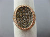 WIDE .97CT WHITE & CHOCOLATE FANCY DIAMOND 14KT ROSE GOLD HALO OVAL CLUSTER RING