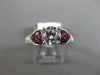 ESTATE 1.46CT DIAMOND & AAA RUBY 14KT WHITE GOLD 3D HEART SHAPE ENGAGEMENT RING
