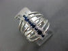 ESTATE WIDE .70CT DIAMOND & AAA SAPPHIRE 14K WHITE GOLD 3D MULTI ROW ETOILE RING