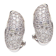 ESTATE WIDE .77CT DIAMOND 18KT WHITE GOLD CLASSIC WAVE CLASSIC CLIP ON EARRINGS