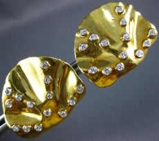 ESTATE LARGE .63CT DIAMOND 14KT TWO TONE GOLD ETOILE SEASHELL SCREWBACK EARRINGS