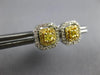 ESTATE .75CT WHITE & FANCY YELLOW DIAMOND 14KT 2 TONE GOLD OCTAGON STUD EARRINGS