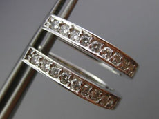ESTATE .54CT DIAMOND 14KT WHITE GOLD 3D CLASSIC OVAL HUGGIE HANGING EARRINGS