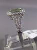 ESTATE WIDE 1.97CT DIAMOND & PERDOT 14KT WHITE GOLD HALO CUSHION ENGAGEMENT RING