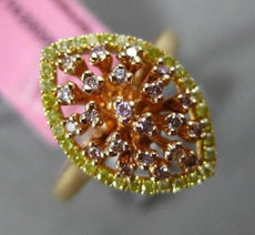 ESTATE .26CT YELLOW & PINK DIAMOND 18KT YELLOW & ROSE GOLD CLUSTER MARQUISE RING