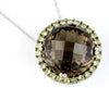 13.0CT AAA YELLOW SAPPHIRE & SMOKY TOPAZ 14KT WHITE GOLD ROUND HALO LOVE PENDANT