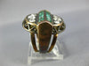 ANTIQUE LARGE 2.52CT OLD MINE DIAMOND & AAA EMERALD 14K YELLOW GOLD 3D OVAL RING