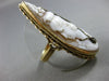 ANTIQUE MASSIVE .02CT DIAMOND 14KT WHITE & YELLOW GOLD LADY CAMEO FILIGREE RING