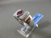 ESTATE LARGE 1.01CT DIAMOND & AAA RUBY 18K WHITE GOLD 3D BOW SHAPE FILIGREE RING