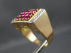 ANTIQUE WIDE 1.62CT ROSE CUT DIAMOND & RUBY 14K TWO TONE GOLD OPEN FILIGREE RING