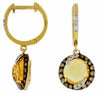 3.94CT WHITE & CHOCOLATE FANCY DIAMOND & AAA CITRINE 14K YELLOW GOLD 3D EARRINGS