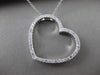ESTATE LARGE .50CT DIAMOND 14KT WHITE GOLD OPEN HEART FLOATING PENDANT & CHAIN