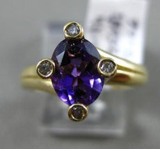 ESTATE 1.41CT DIAMOND & AAA AMETHYST 14KT YELLOW GOLD 3D ETOILE ENGAGEMENT RING