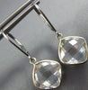 ESTATE AAA CRYSTAL 14KT WHITE GOLD 3D CUSHION CLASSIC BEZEL HANGING EARRINGS